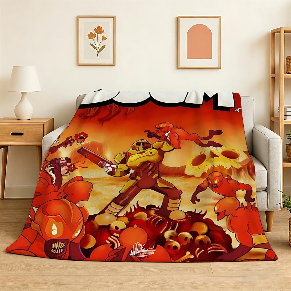 Cool Game D-Doom E-Eternal Throw 240g Lightweight Flannel Blanket, Soft Skin Throw Blanket for Sofa Bedroom