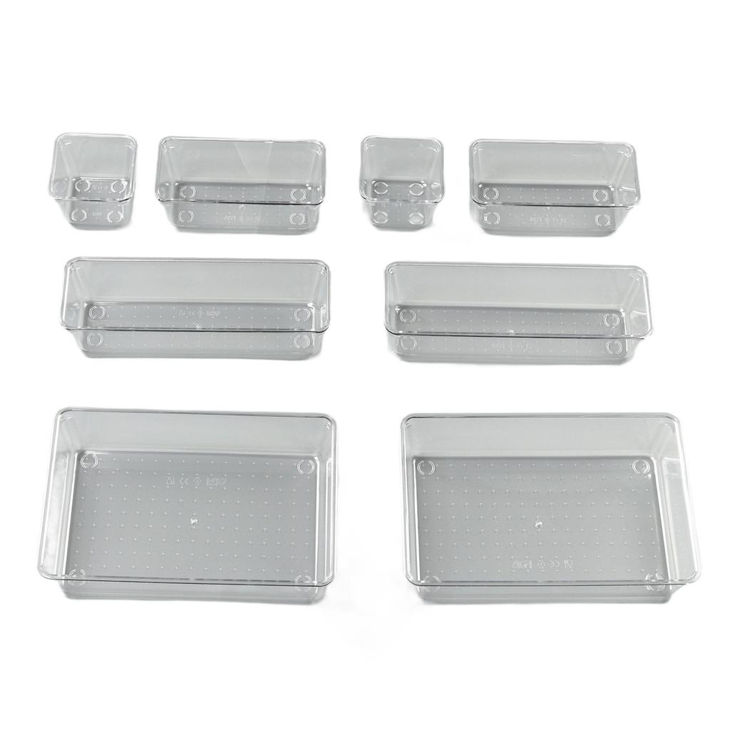 Clear Plastic Storage Box PS 8PCS Stratified Storage Stackable Clear Organizer Box for Jewelry Craft Tackles Tools