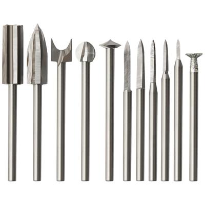 11 Sztuk Wiertła do Rzeźbienia w Drewnie do Narzędzi Obrotowych, z Trzpieniem 1/8 Calowym i Różnymi Głowicami Narzędzi Grawerskich do Obróbki Drewna