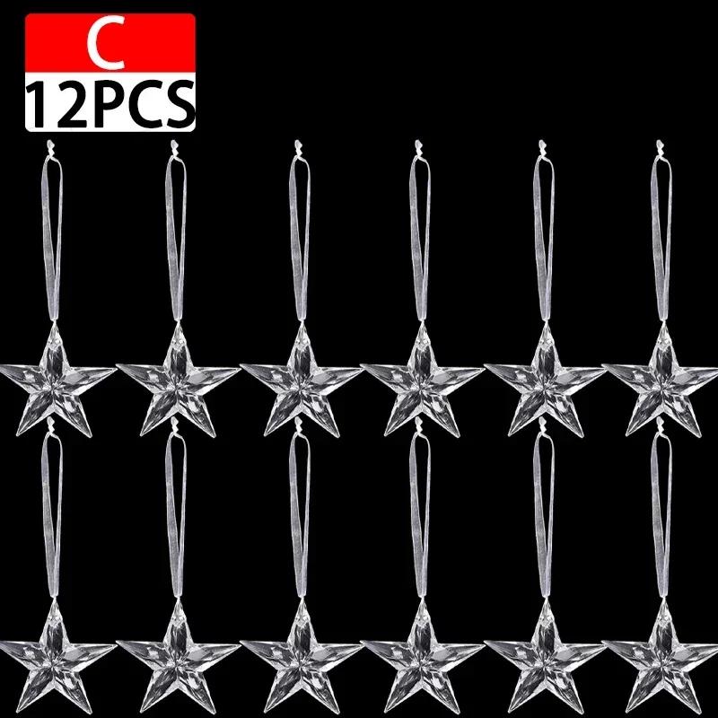 Crystal Snowflake Ornament Christmas Tree Icicle Snowflake Angel Elk Reindeer Clear Crystal Indoor Outdoor Party Decorations