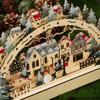 HEITIGN Christmas Decor 38 * 22 * 5CM LED Forest Scene Wooden Village for Mall Window Decorations