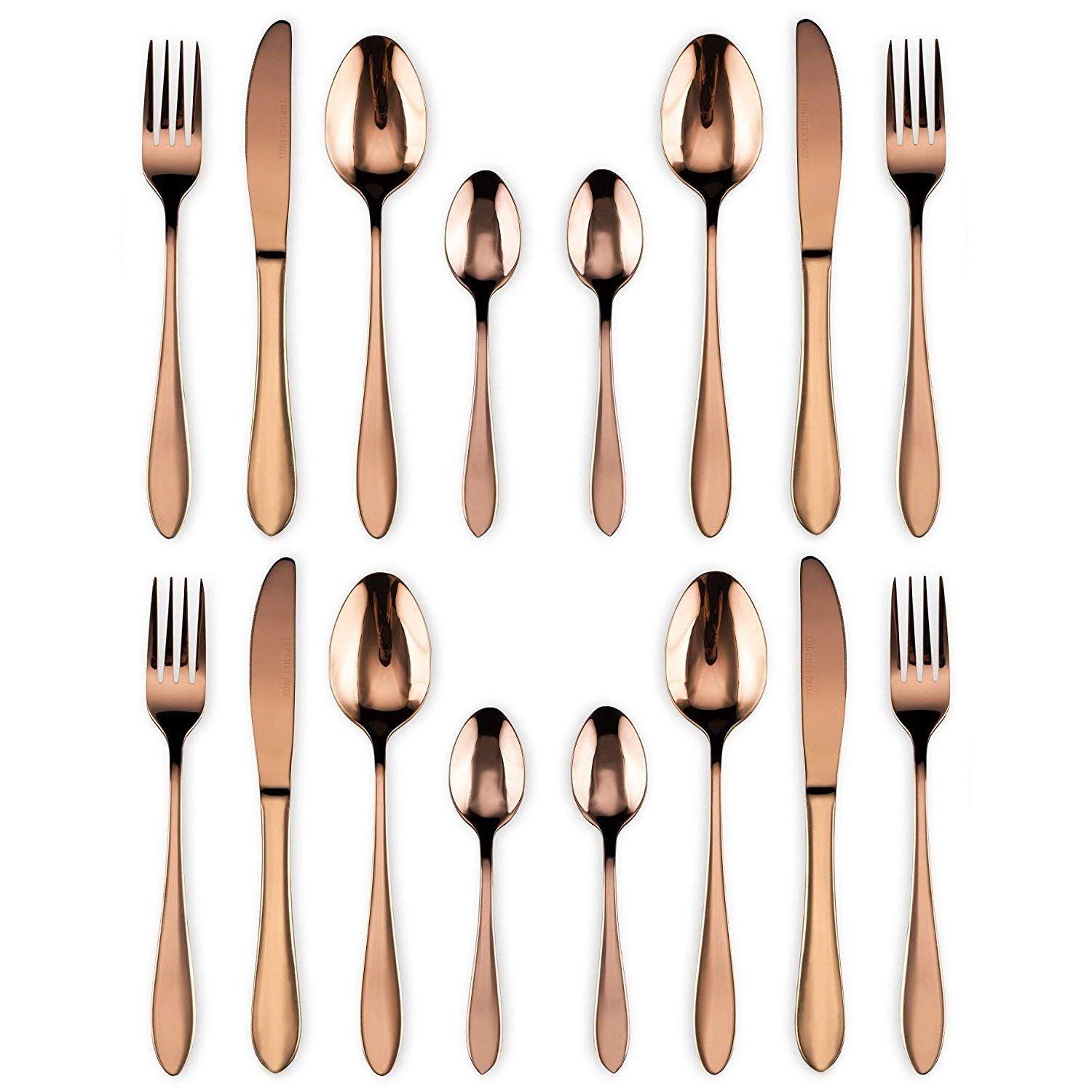 

Набор столовых приборов из нержавеющей стали с зеркальной полировкой, покрытый розовым золотом, медный набор столового серебра, набор столовых приборов цвета розового золота