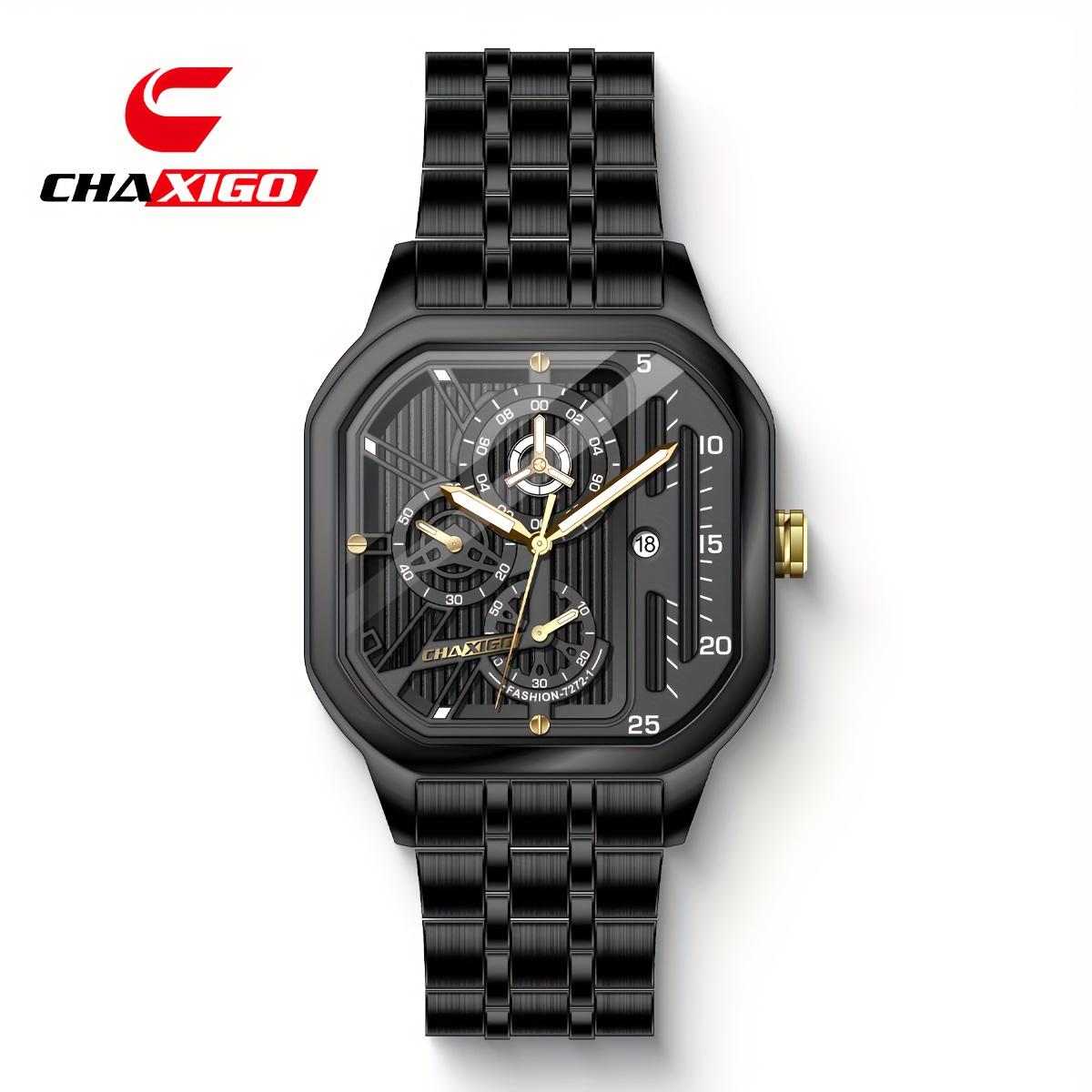 

Розкішний чоловічий годинник Світловий Календар Тиждень Чоловічий наручний годинник Спортивний Нержавіюча сталь Кварцовий Чоловічий годинник чорний