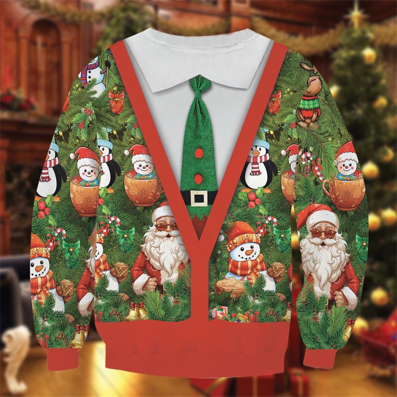 Funny Belly Graphic Ugly Christmas Sweater Personality Santa Jacket 3D Printed Unisex Sweatshirts Cool Streetwear Pullovers Tops