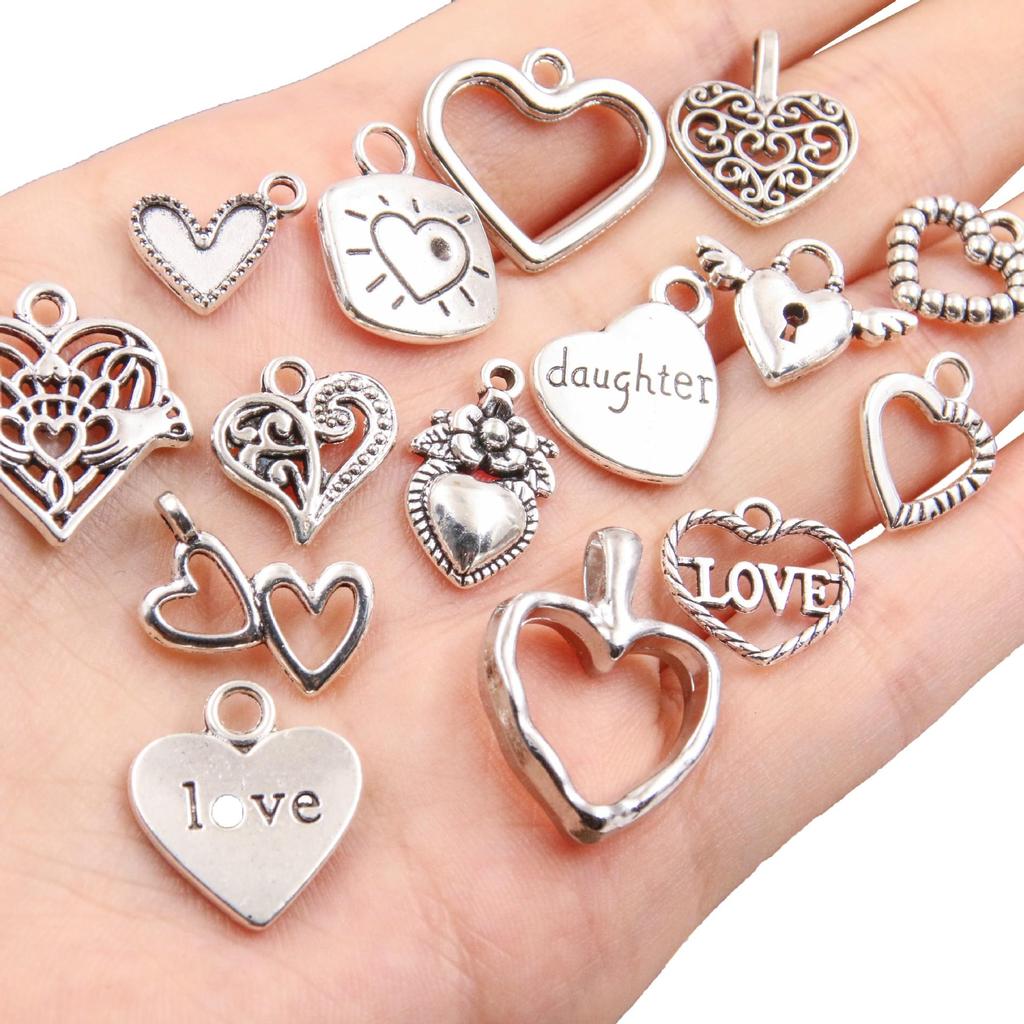Vintage Silver Heart Pendant with 'Love' Letters - Creative Handmade Jewelry Accessory