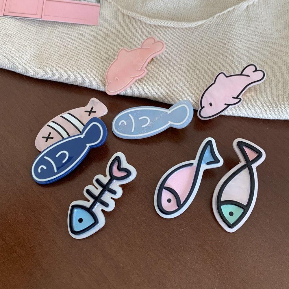 Y2k Fish Bone Hairpin Cartoon Dolphin Barrettes Sweet Animal Hair Clip  Girls