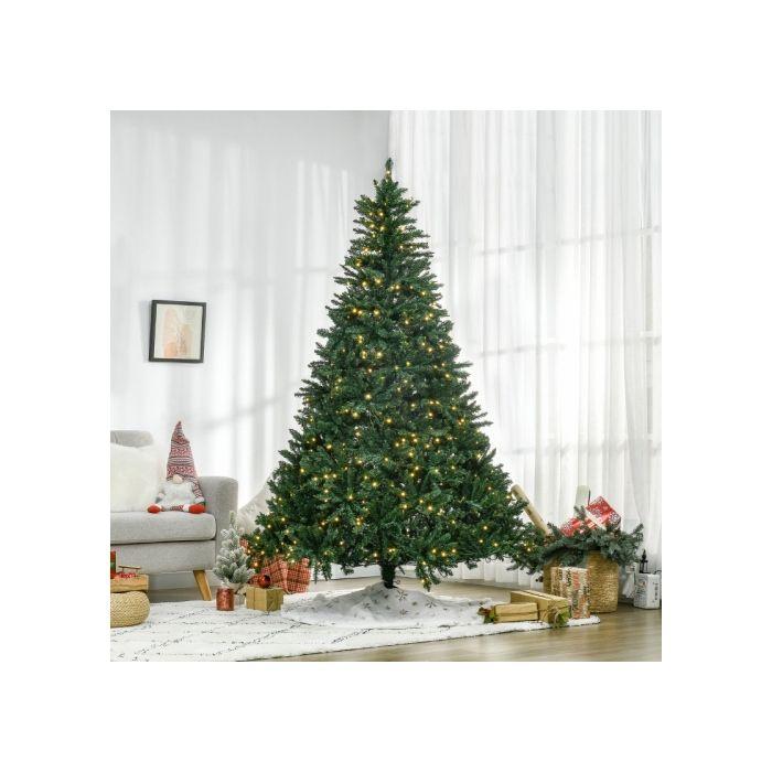 Sapin de Noël HOMCOM, 700 LED blanc chaud, 2154 branches, ignifuge, plastique/métal, 210 x 142 cm, vert