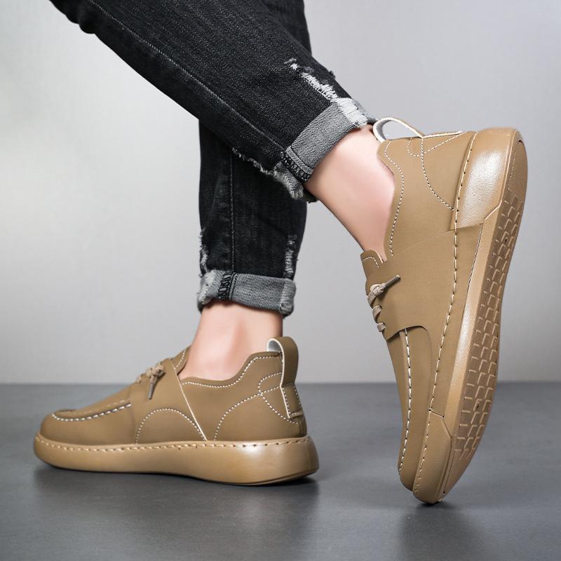 Fashion Men Casual Leather Flat Designer Shoes Italian Luxury Flat Spring/Autumn Lace-up Wear-Resistant Comfortable Men's Driving Shoes