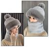 1Pcs Winter Knitted Hat Scarf Mask One-Piece Plush Pompom Beanies For Women Outdoor Cycling Cap Ears Neck Protection Skiing Cap