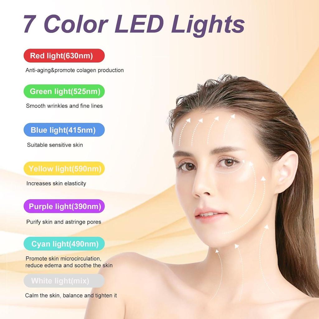 7 Color LED Facial Massager Electric Neck Face Beauty Devices Cosmetic Skincare Accessory Relaxation Tools Fitness Supplies Gear