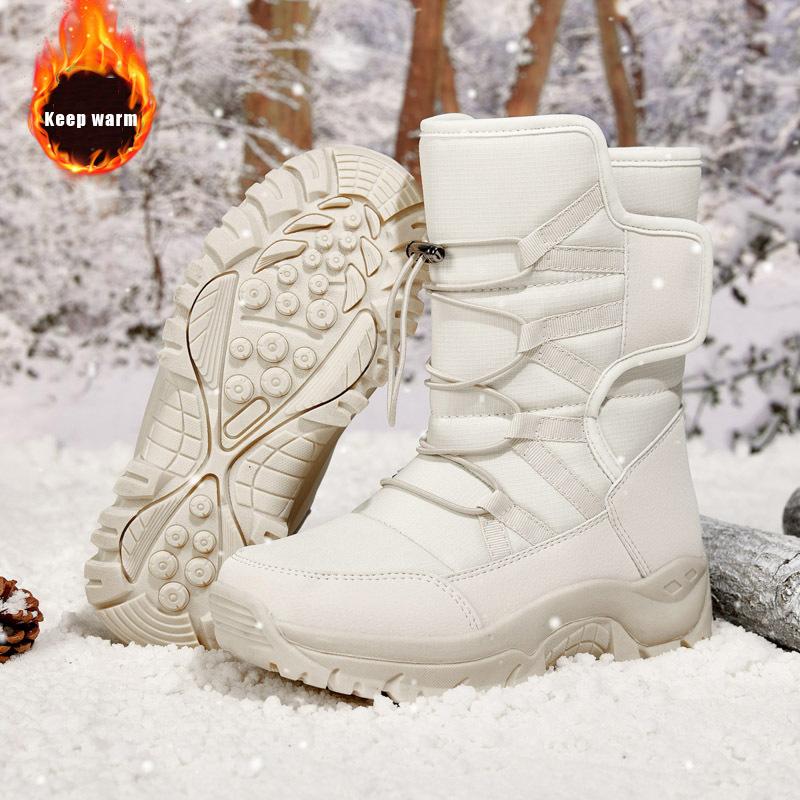 CHRLCK Men's Winter Shoes Waterproof Boots Warm Plush Couple Women Boots Winter Outdoor Anti-Slip Ankle Boots Work Casual Boots
