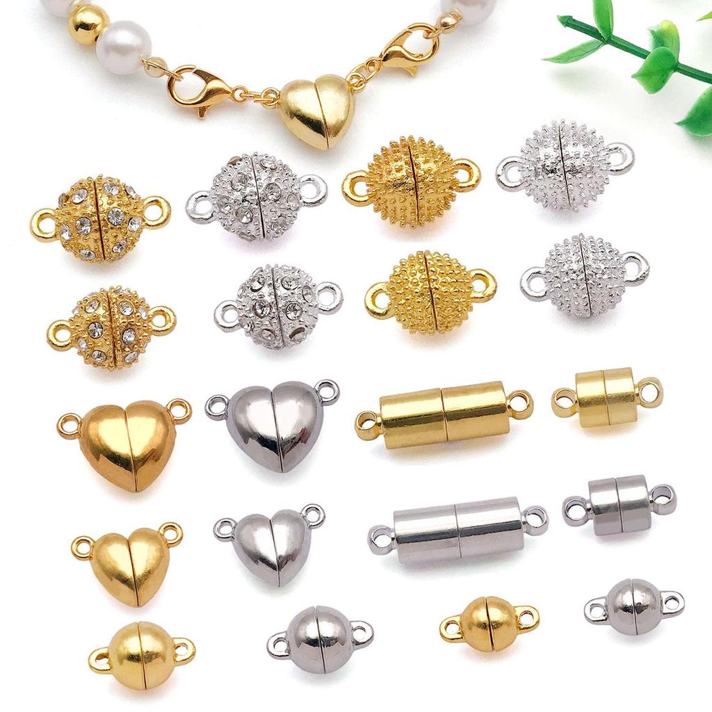 Magnetic Clasps Set: Heart, Cylinder, Sphere - 20 Styles for DIY Jewelry