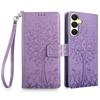 For Samsung Galaxy A25 5G (Global) (161.0 X 76.5 X 8.3mm) Case Imprinted Deer Tree Pattern 3 Card Slots Phone Protector with Hand Strap