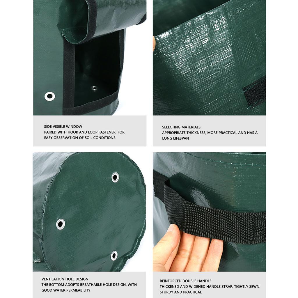 Saco de Cultivo de Batata Espessado de PE com Janela Visível Alças Duplas Saco de Plantio para Jardim para Vegetais Cenouras Verde 35x45