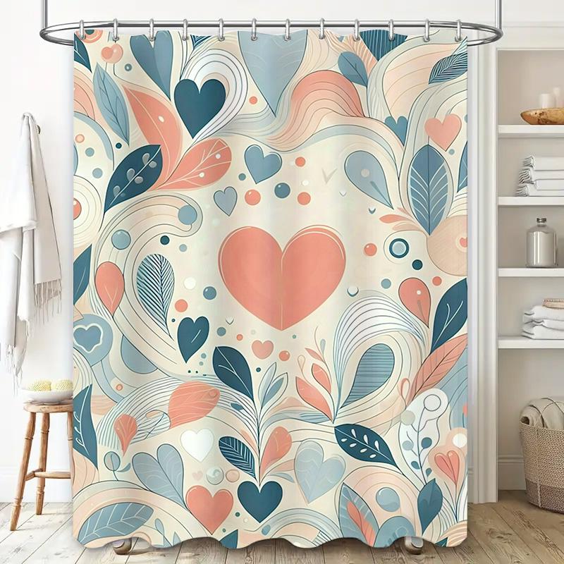 Abstract Hearts And Leaves Waterproof Shower Curtain