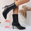 Sexy Pointed Toe High Heels Boots Women Plus Size 34-42 Back Zipper Thin Heel Ankle Boots Women Pu Leather Short Booties Mujer