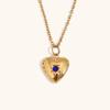 18K Gold Plated Heart-Shaped December Birthstone Photo Frame Necklace for Women