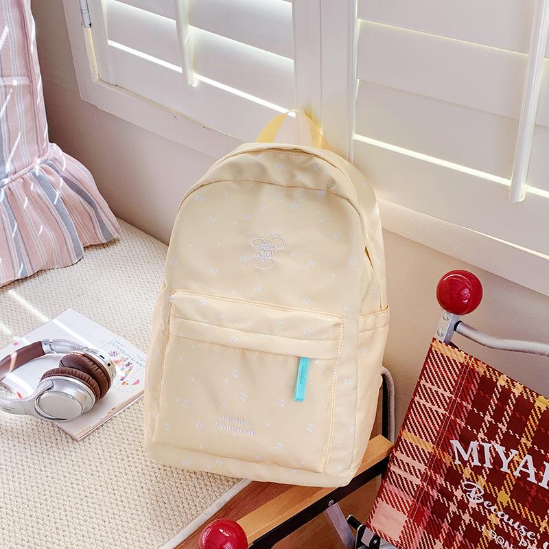 School bag fresh print shoulder junior high school bow girl Harajuku travel back