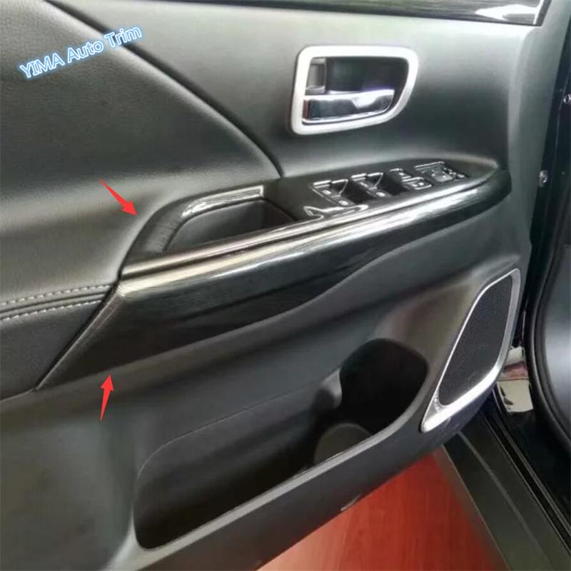 Black Brushed Auto Styling Door Armrest Window Lift Button Panel Cover Trim ABS Accessories For Mitsubishi Outlander 2014 -