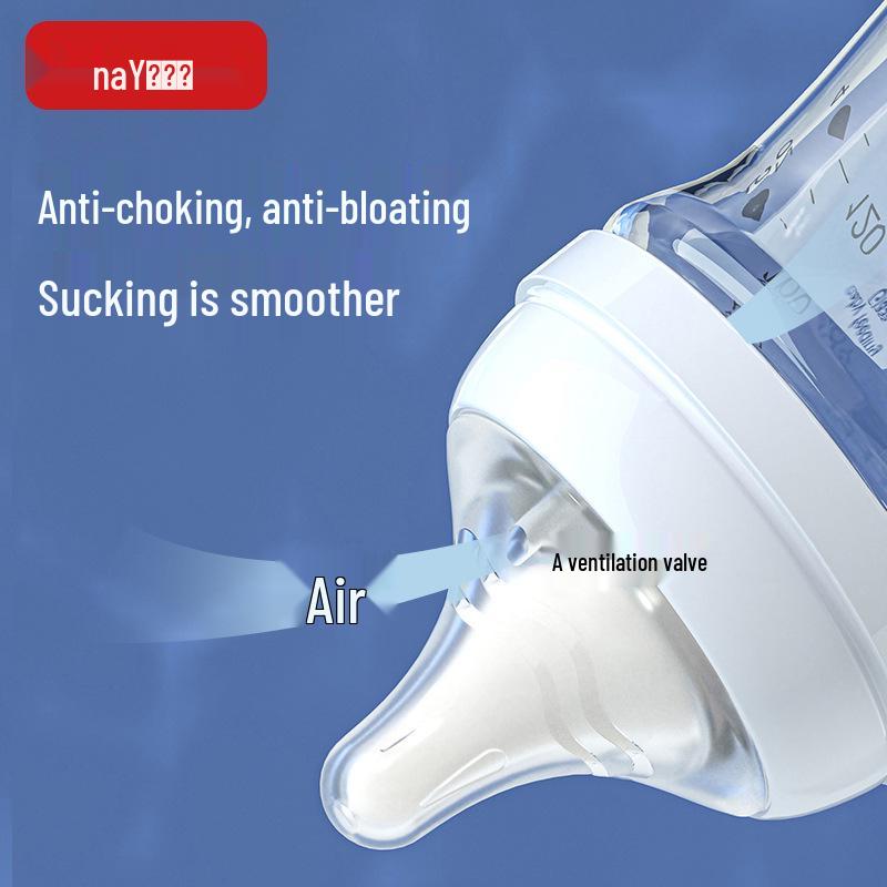 Biberon in Vetro Nuoein a Collo Largo Anti-Colica per Neonati