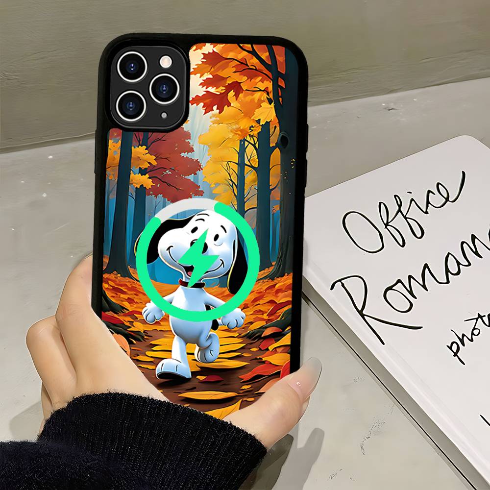 Cute Cartoon S-Snoopys For Magsafe Magnetic Phone Case Wireless PC+TPU For IPhone 11 12 13 14 15 16 17 Pro Max Plus