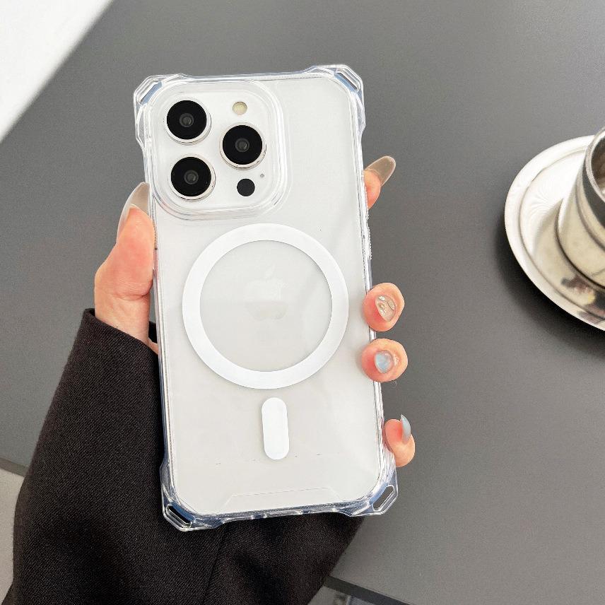 Ice Transparent Magnetic iPhone 17 Pro Max Drop-Proof Case with Four-Corner Protection