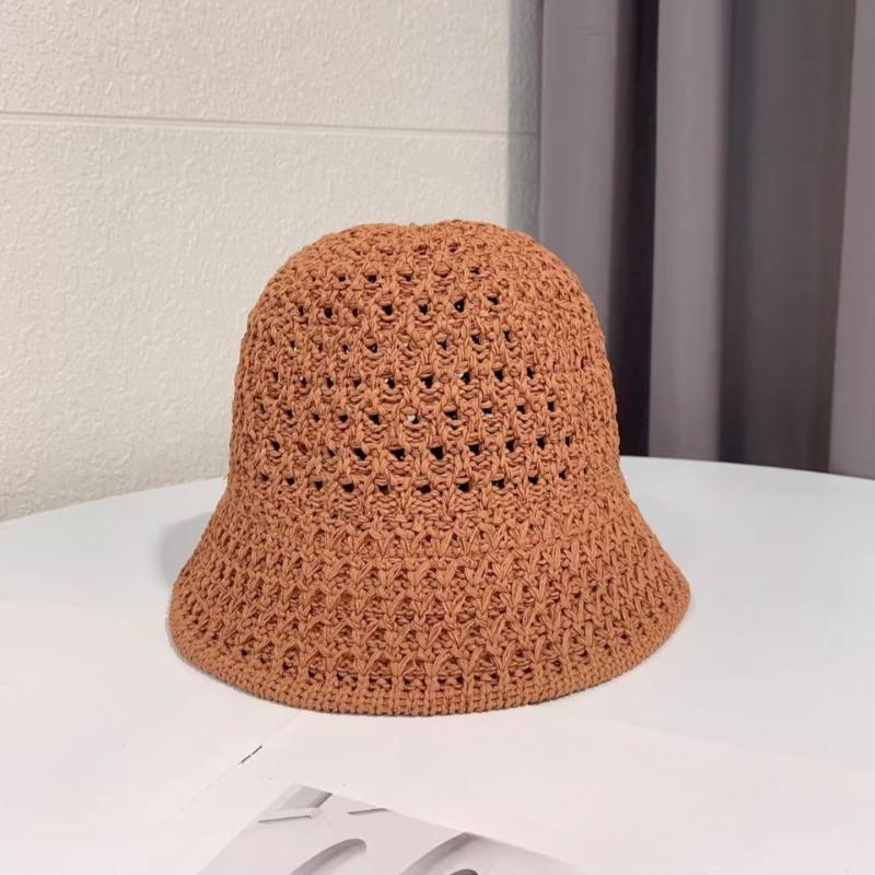 2026 New Thin Knitted Hollow Bucket Hat Female Casual Breathable Summer Sun Protection Fisherman Cap Spring Sunshade Buckets