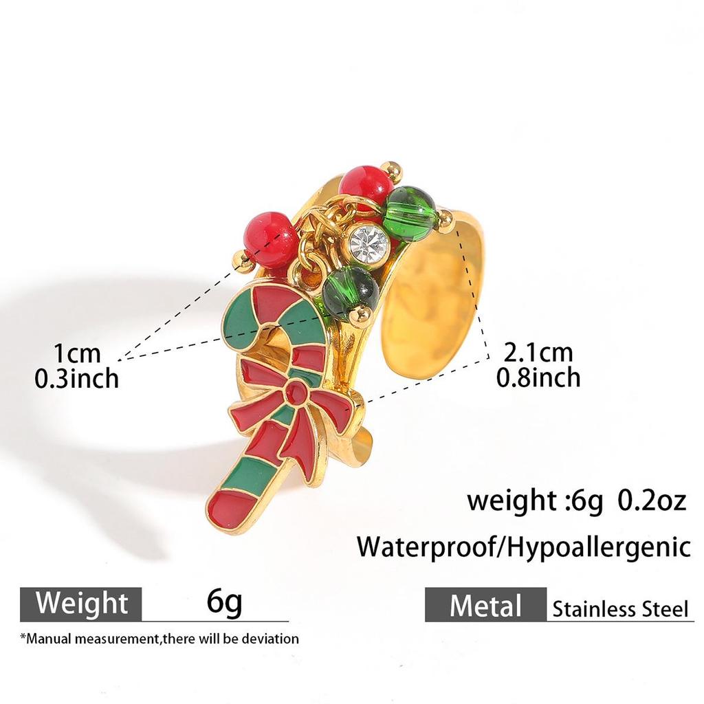 MYA 18k Gold Plated Open Ring with Reindeer & Snowflake Design