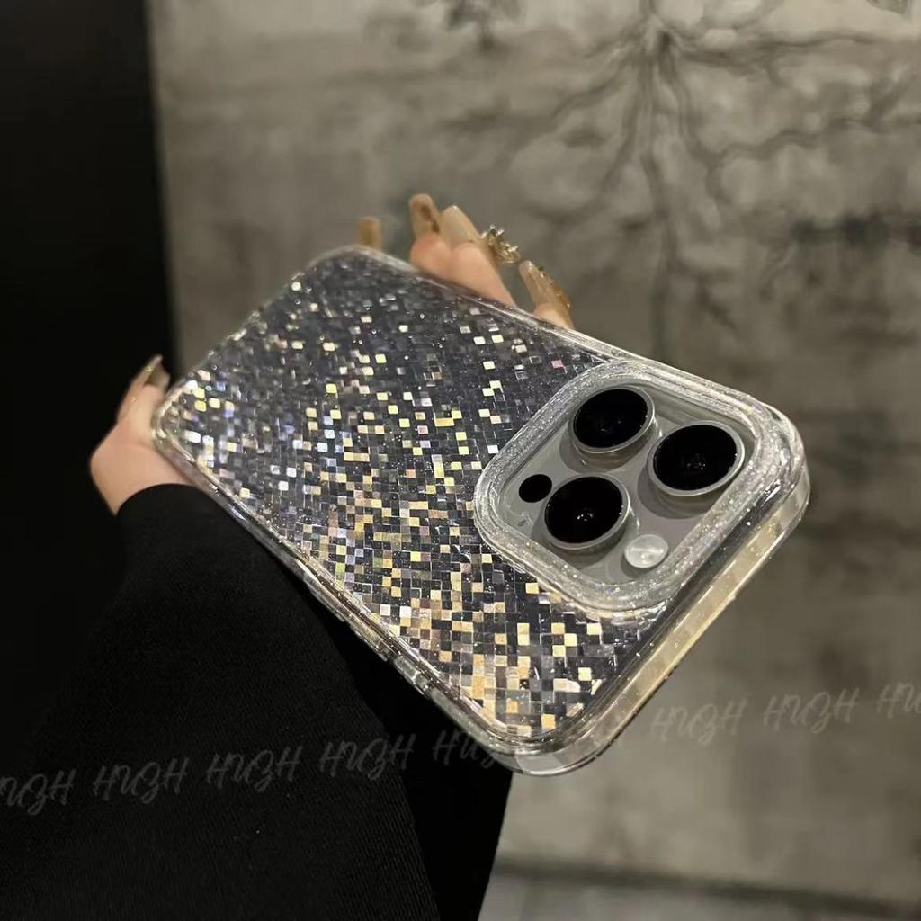 Suitable for Apple 16promax, High Appearance Level, Glitter Mosaic Phone Case, IPhone15 with Bracelet, Lanyard, 13 Female