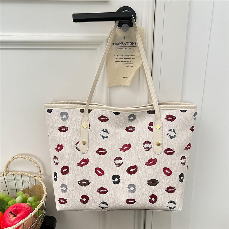 New Large Capacity Top Handle Bag Comfortable and Versatile Texture Simple Shoulder Bag Floral Print Tote for Daily Commute Bag