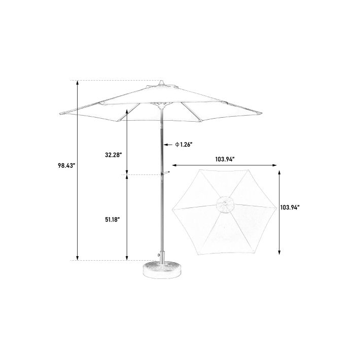 Parasol extérieur rectangulaire double face de 2,7 m avec manivelle (vert clair) (sans pied)