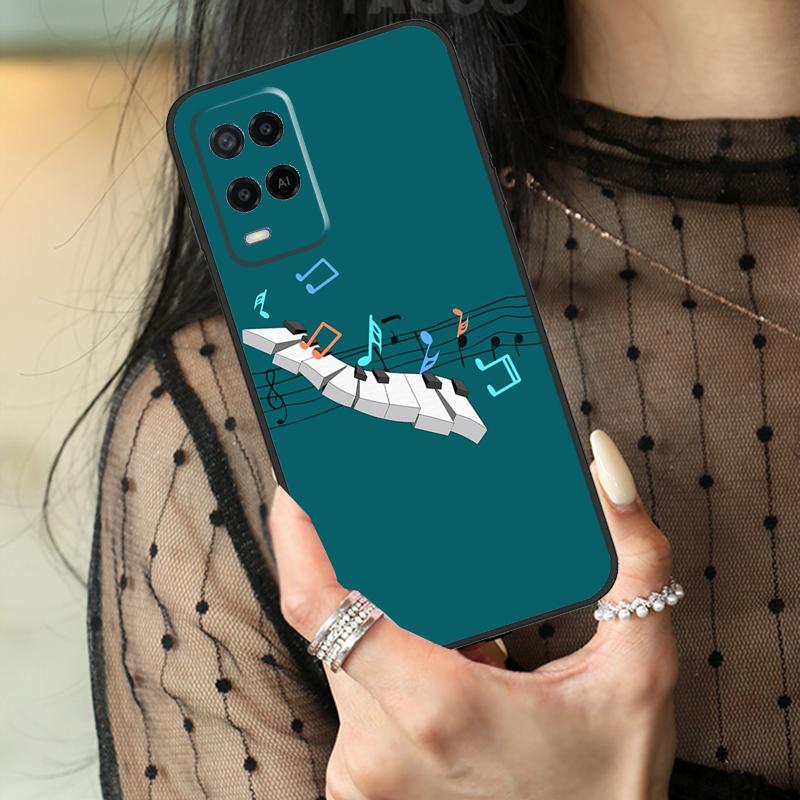 Violin Piano Case For Oppo A80 A60 A40 A17 A57 A77 A74 A54 A94 A78 A98 A18 A38 A58 A96 A76 A16 A15 A5 Pro