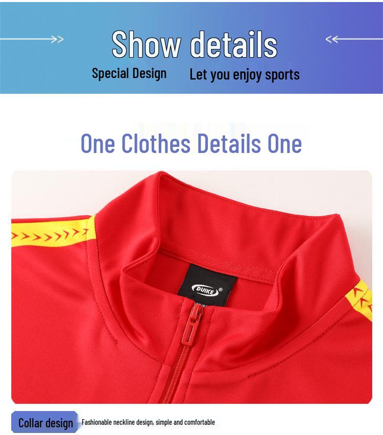 Unisex Autumn Winter Long Sleeve Football Training Suit with Half Zip for Children and Adults