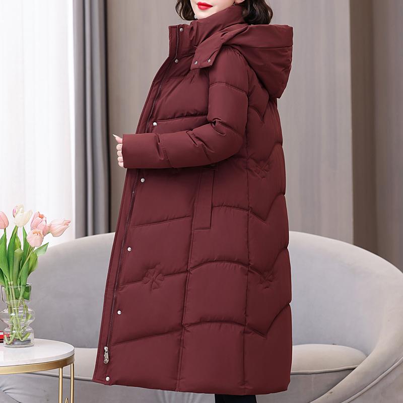 Plus Size XL-5XL Fashion Winter Woman Long Parkas Hooded Thick Warm Jacket Loose Middle Age Women's Coats
