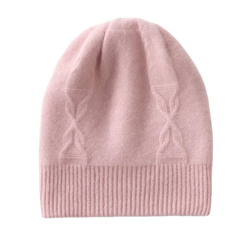 Double-layer Thickened Hat% Pure Cashmere Hat Unisex Twisted Knitted Warm Cashmere Hat