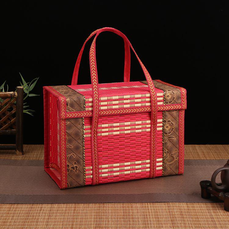 Handwoven Bamboo Gift Basket for Zongzi, Cured Meats, Mooncakes, Fruits, and Local Specialties