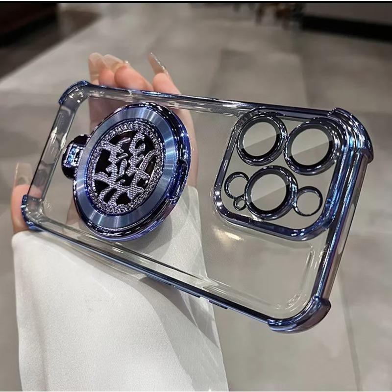 Applicable To Apple 16pro Rotating New Year's Hair Stand Mobile Case IPhone 15 Magnetic 14 Four Corner Anti Fall TPU Case