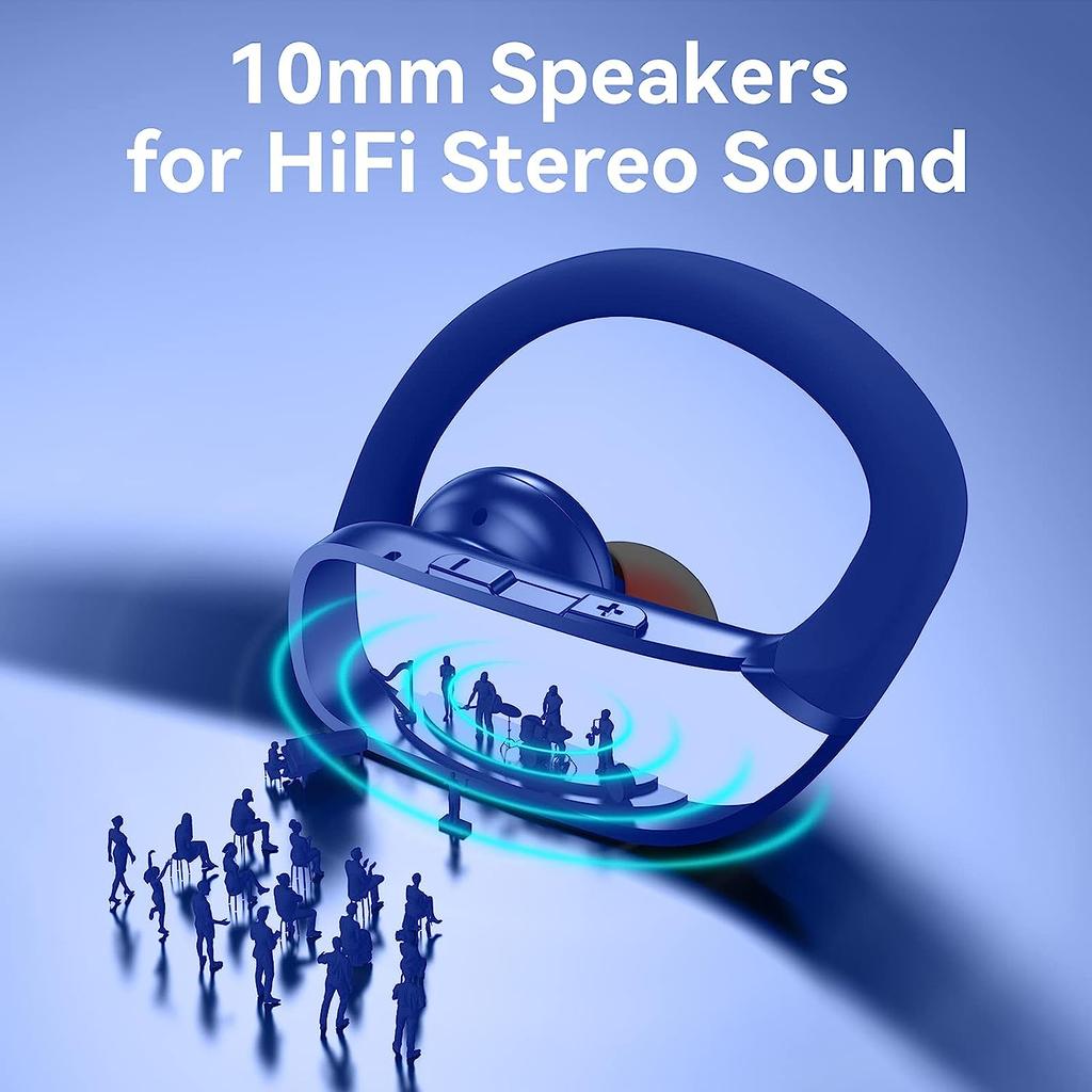 Wireless Earbuds Bluetooth Headphones 48hrs Play Back Sport Earphones with LED Display Over-Ear Buds Headset for Workout Blue