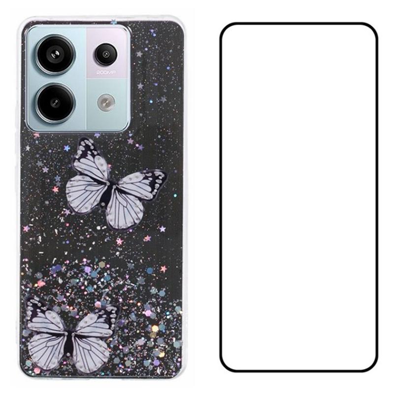 For Xiaomi Poco X6 5G/Redmi Note 13 Pro 5G Case with Screen Film TPU Phone Cover PVC Butterfly Epoxy