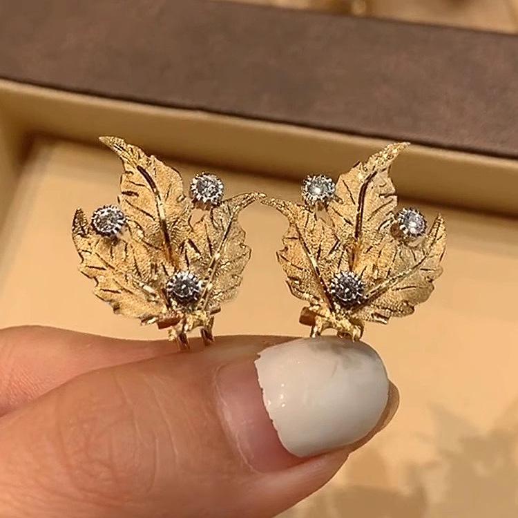 Two-Tone Gold Italian Filigree Grape Leaf Earrings