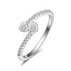 European & American Luxury Double Heart Zircon Ring - High-End Fashion Accessory