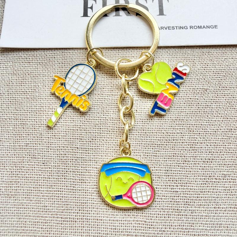 Mini-Schlüsselanhänger Tennis-Partygeschenke Tennisball-Schlüsselring Tennis-Taschen-Anhänger Sport-Schlüsselanhänger Für Jungen Mädchen Schul-Karneval Belohnung