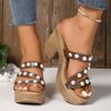 Large Size Cool Slippers Women's Summer New Thick Bottom Heightening Fashion Pearl Beach Slippers