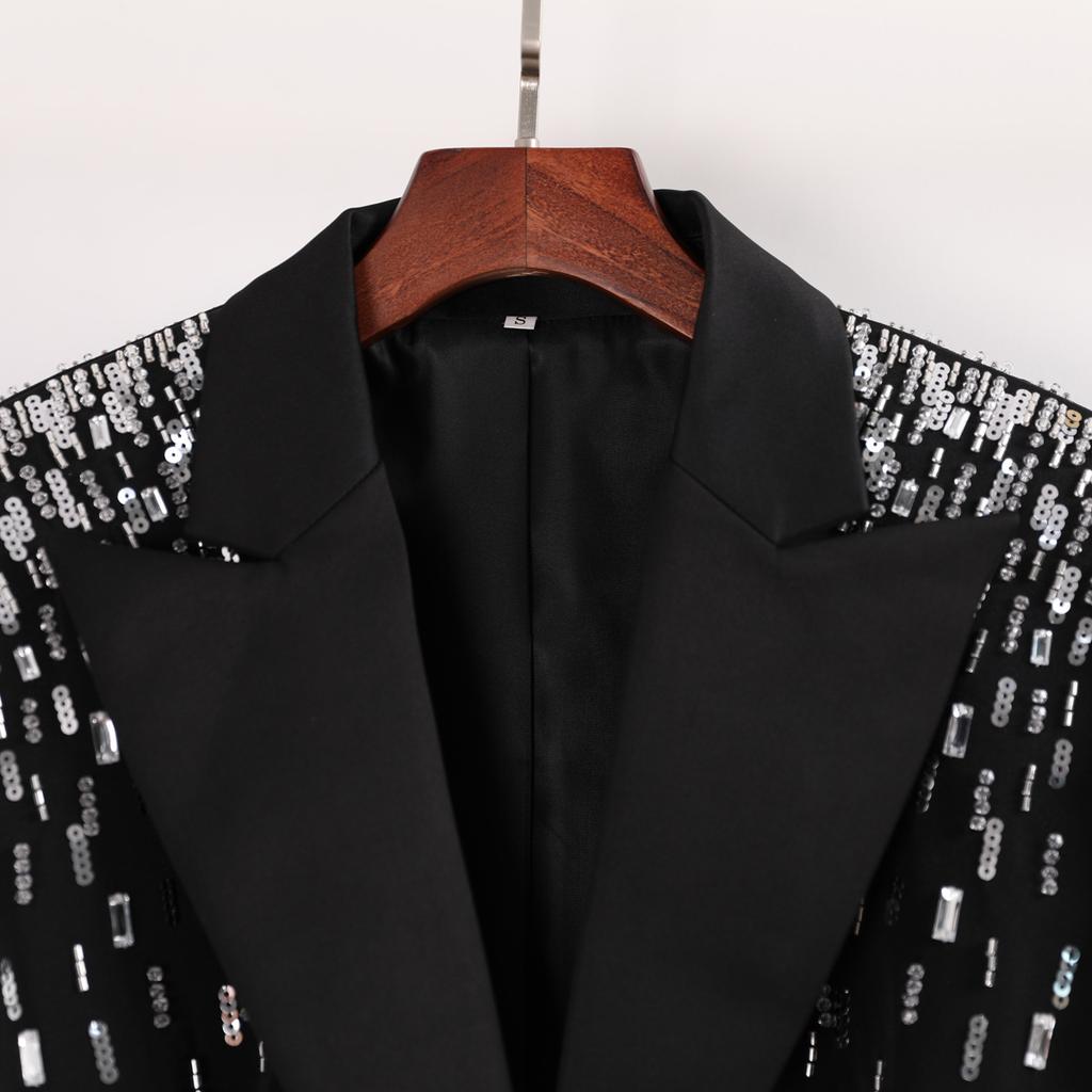 Commuting FaShion Blazer Women'S Spring New Heavy-Duty Diamond-Trimmed Long Single-BreaSted Small Blazer