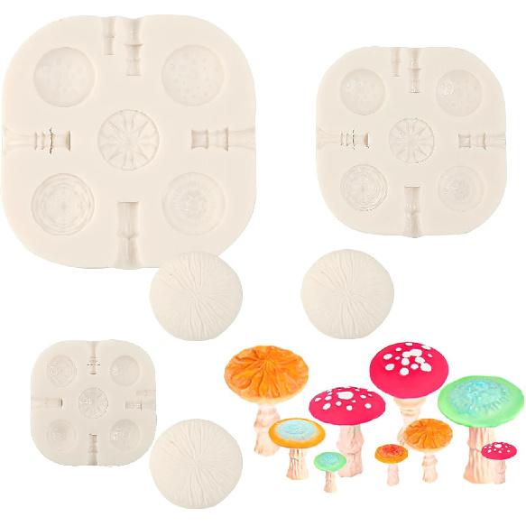 6 Pcs Mushroom Silicone Molds, Fungus Chocolate Cake Fondant Molds, for Alice In Wonderland Theme Cupcake Toppers Dessert Table Biscuit Candy Chewing
