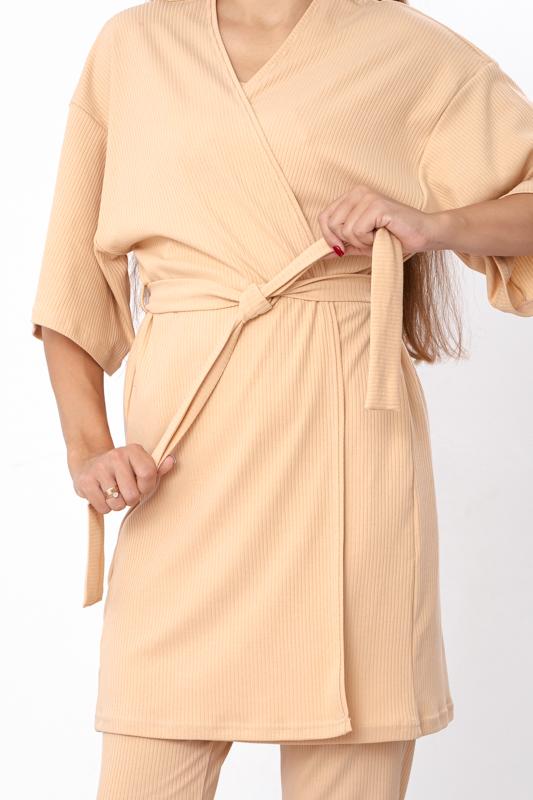 Set – Women's Relax Fit Homewear Robe + Top + Pants, Practical Design, Any Season, 8449-050 HC