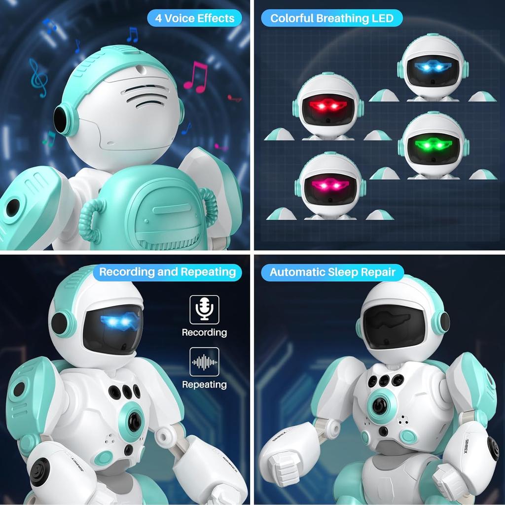 SIMREX Kids Robot Toys, Remote Control Robot, Programmable Robot with Recorded Voice Music Dance Gesture Control, Gift for Toddler Boys and Girls