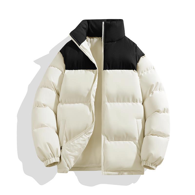 Splicing Stand-up Collar Cotton Clothes Men's Winter New High Street Fashion Loose Trendy Brand Casual Versatile Warm Jacket