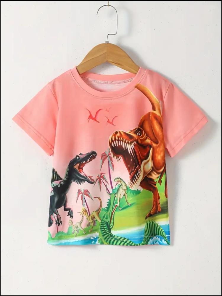 Clothing for Boys Cartoon Dinosaur 3D Print Graphic T Shirts Summer Daily Casual Tee Top Clothes for Children T-Shirts for Boys