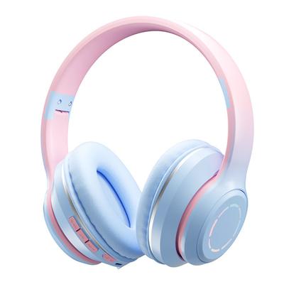 Wireless Gaming Headset Gradient BT5.2 Connection Soft Ear Cushions Colorful Lights Game Headset for Desktop Laptop Blue